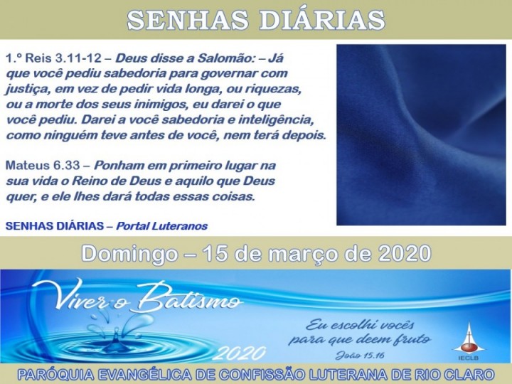 Senhas do dia - 15.03.2020