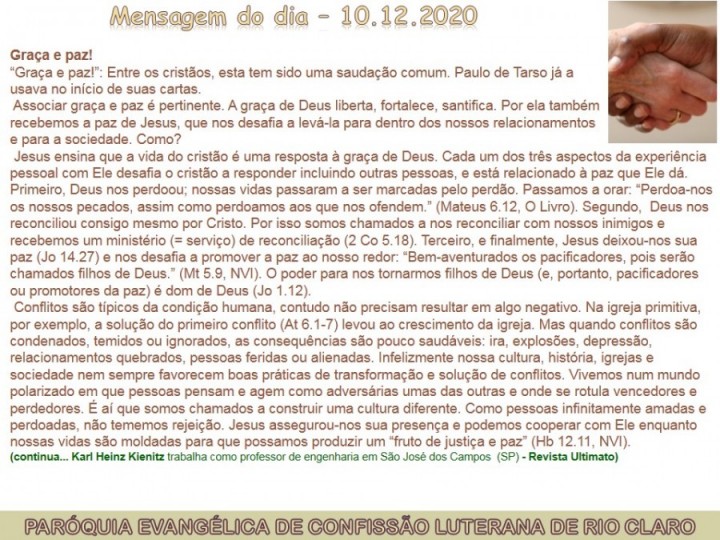 Mensagem do dia - 10.12.2020