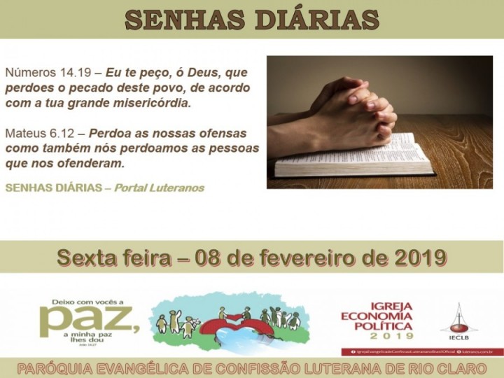 Senhas do dia - 08.02.2019