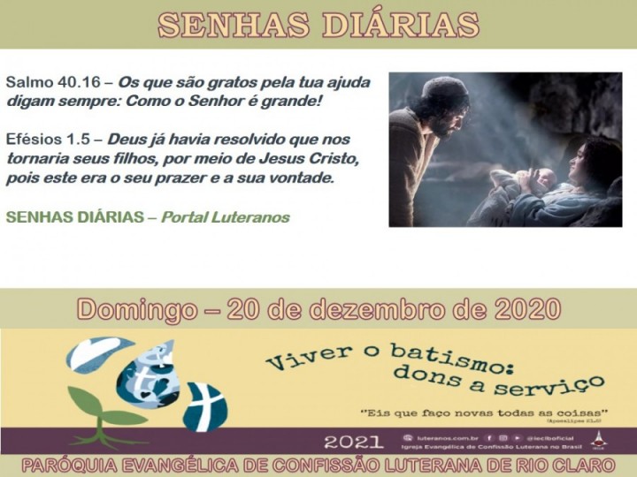 Senhas do dia - 20.12.2020