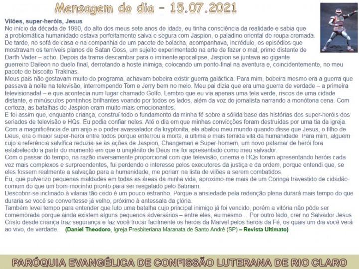 Mensagem do dia - 15.07.2021