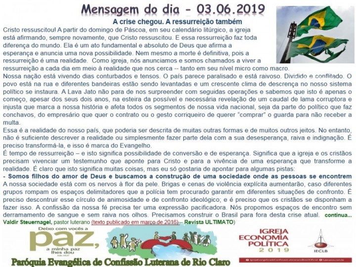 Mensagem do dia - 03.06.2019