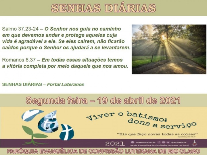 Senhas do dia - 19.04.2021