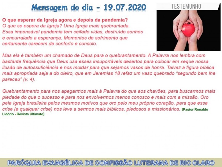 Mensagem do dia - 19.07.2020