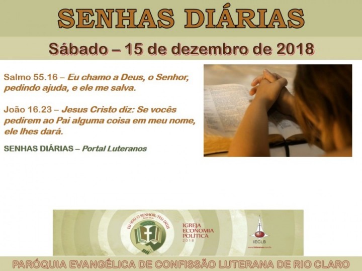 Senhas do dia - 15.12.2018