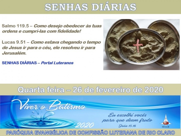 Senhas do dia - 26.02.2020