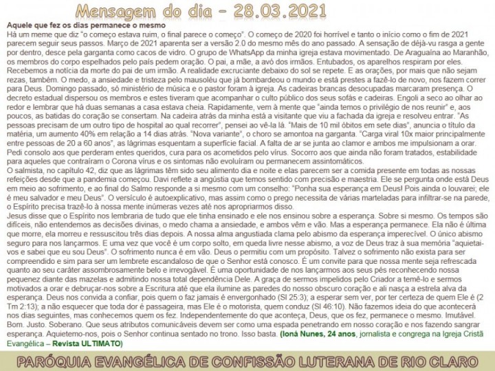 Mensagem do dia - 28.03.2021