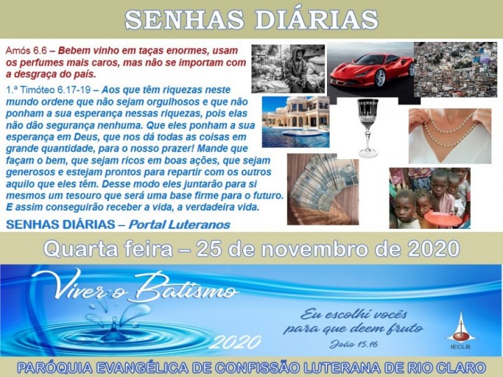 Senhas do dia - 25.11.2020