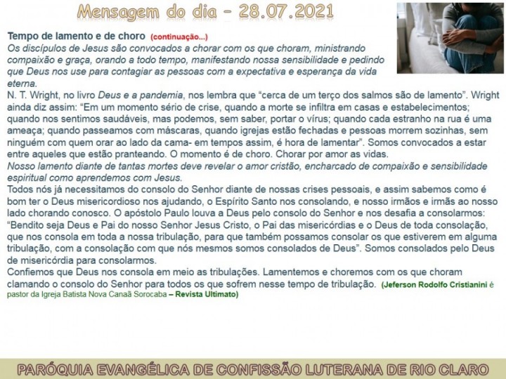 Mensagem do dia - 28.07.2021