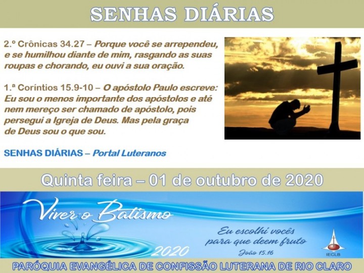 Senhas do dia - 01.10.2020