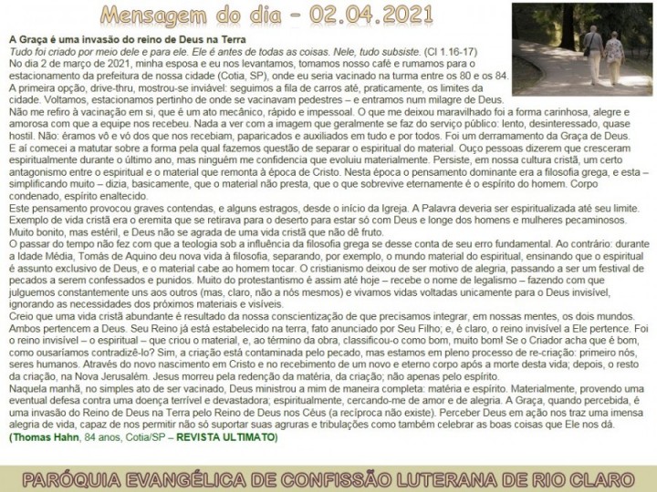 Mensagem do dia - 02.04.2021