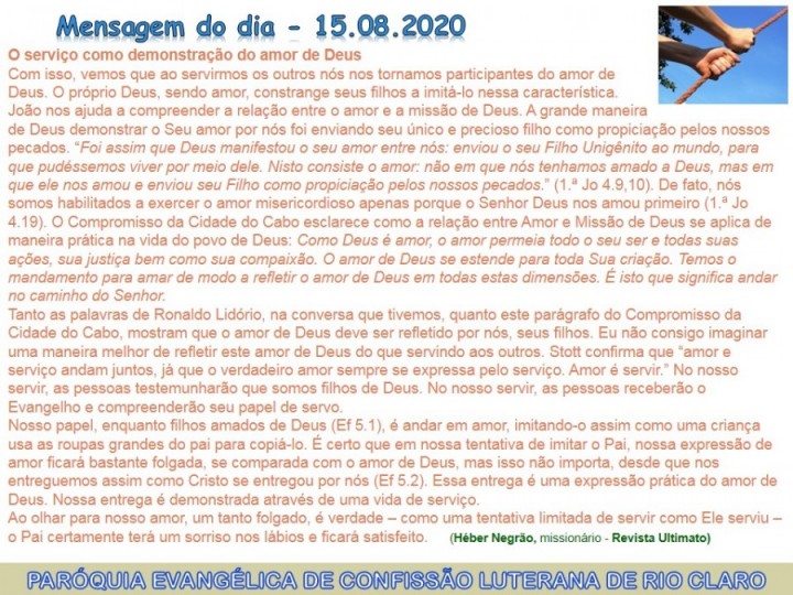 Mensagem do dia - 15.08.2020