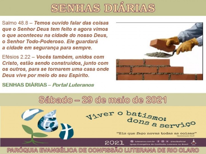 Senhas do dia - 29.05.2021