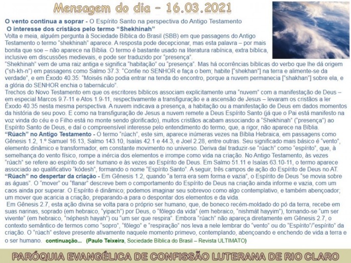 Mensagem do dia - 16.03.2021