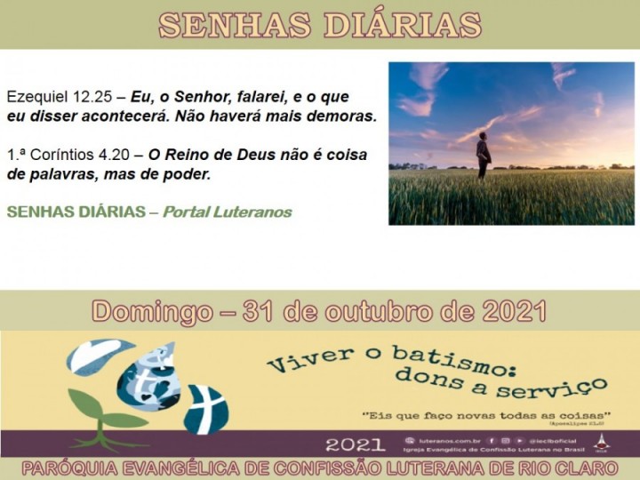 Senhas do dia - 31.10.2021