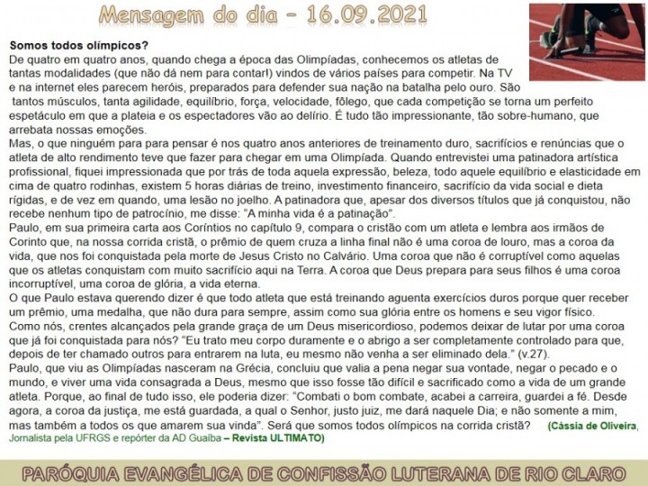 Mensagem do dia - 16.09.2021