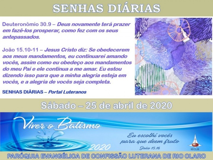 Senhas do dia - 25.04.2020