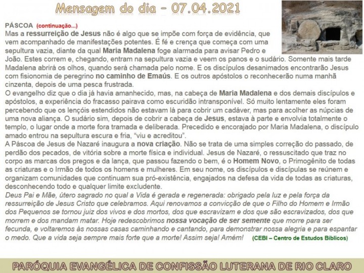 Mensagem do dia - 07.04.2021