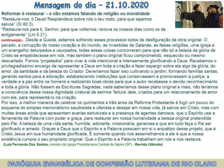 Mensagem do dia - 21.10.2020