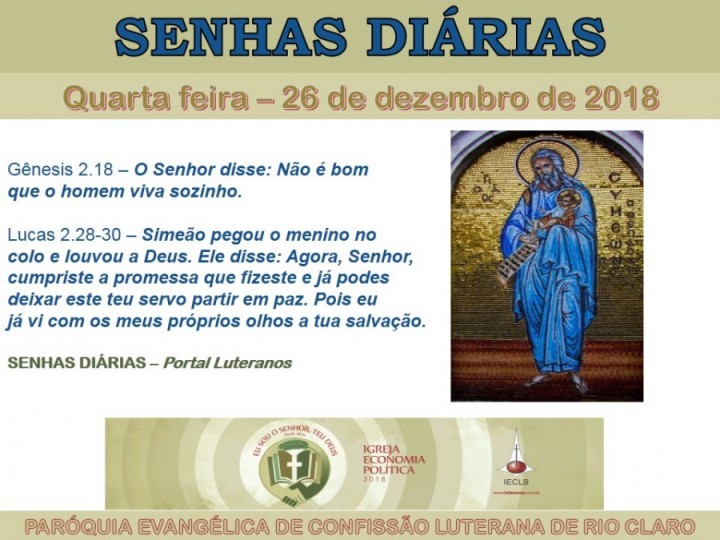 Senhas do dia - 26.12.2018