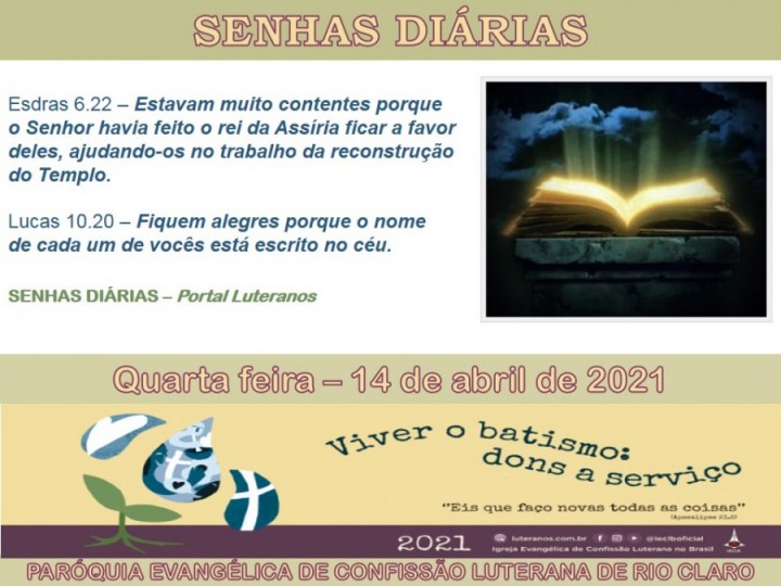 Senhas do dia - 14.04.2021