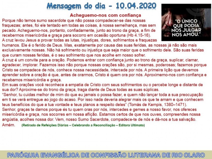 Mensagem do dia - 10.04.2020