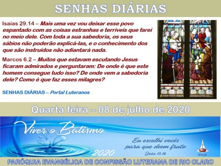 Senhas do dia - 08.07.2020