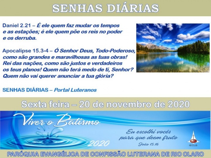 Senhas do dia - 20.11.2020