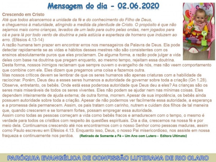 Mensagem do dia - 02.06.2020