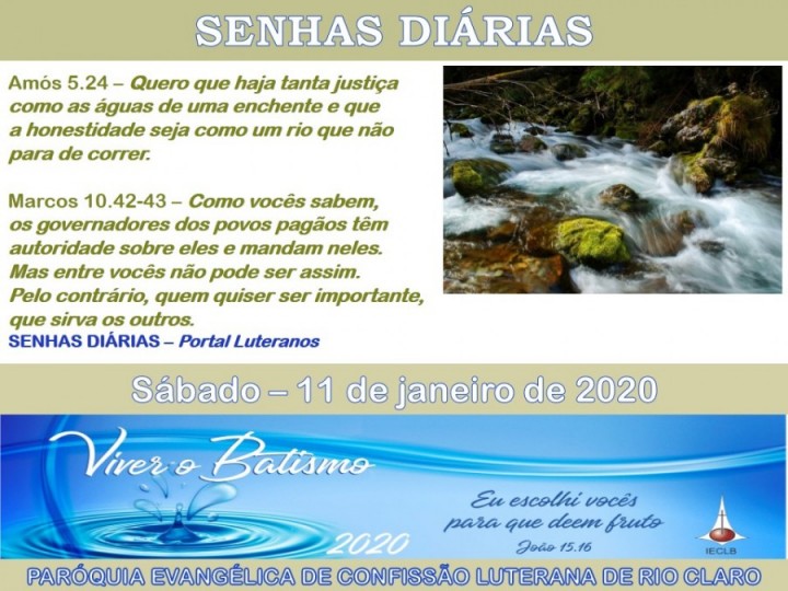 Senhas do dia - 11.01.2020