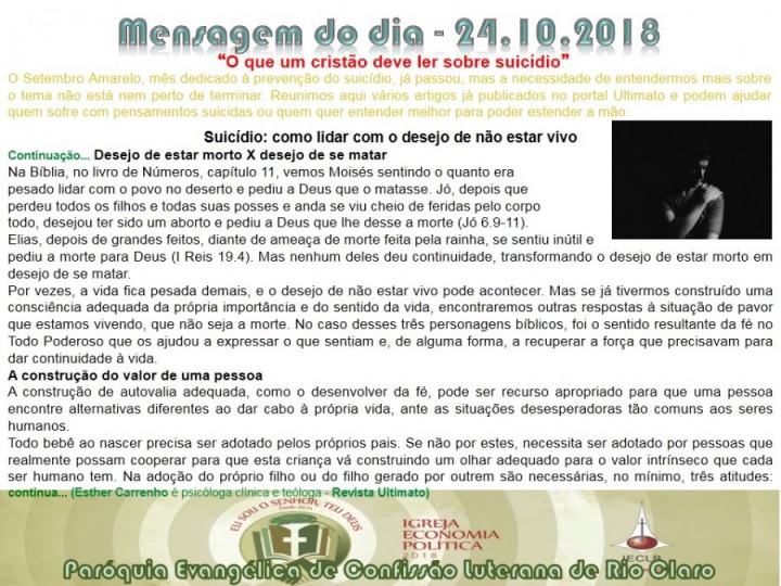 Mensagem do dia - 24.10.2018