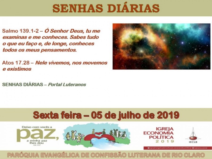 Senhas do dia - 05.07.2019