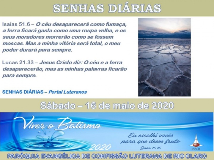 Senhas do dia - 16.05.2020