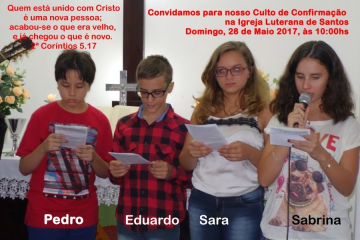 Convite Culto de Confirmação 28.5.17