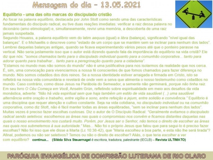 Mensagem do dia - 13.05.2021