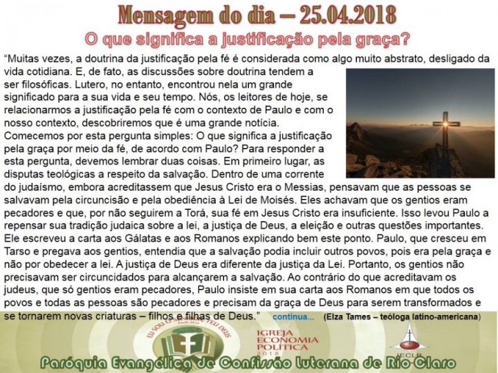 Mensagem do dia - 25.04.2018