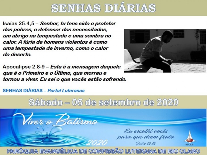 Senhas do dia - 05.09.2020