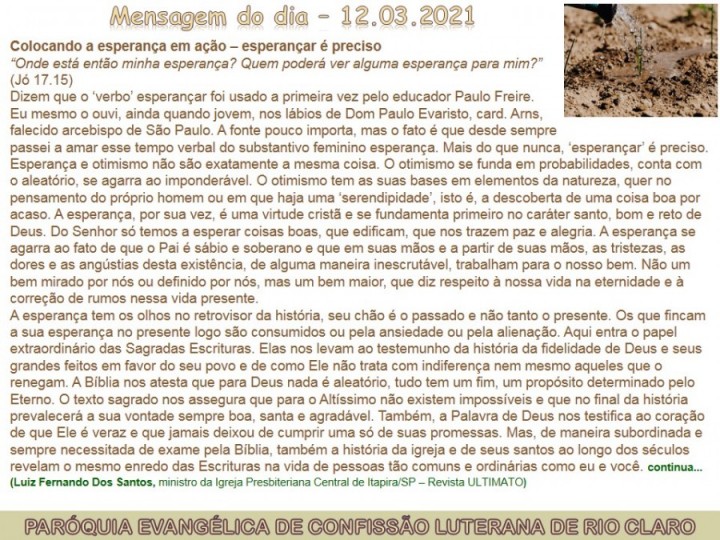 Mensagem do dia - 12.03.2021