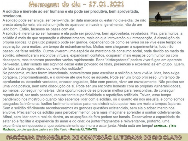 Mensagem do dia - 27.01.2021