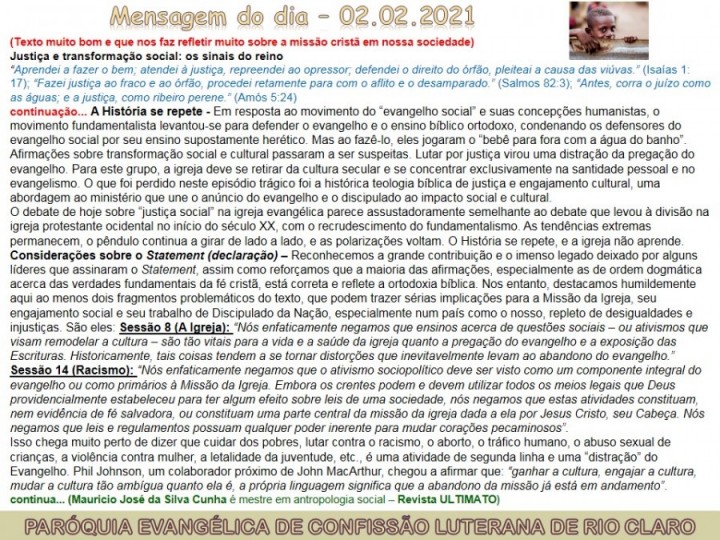 Mensagem do dia - 02.02.2021