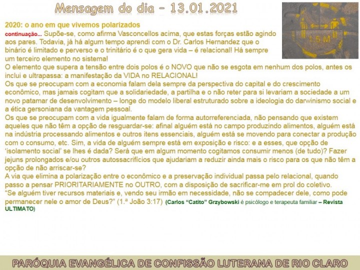 Mensagem do dia - 13.01.2021