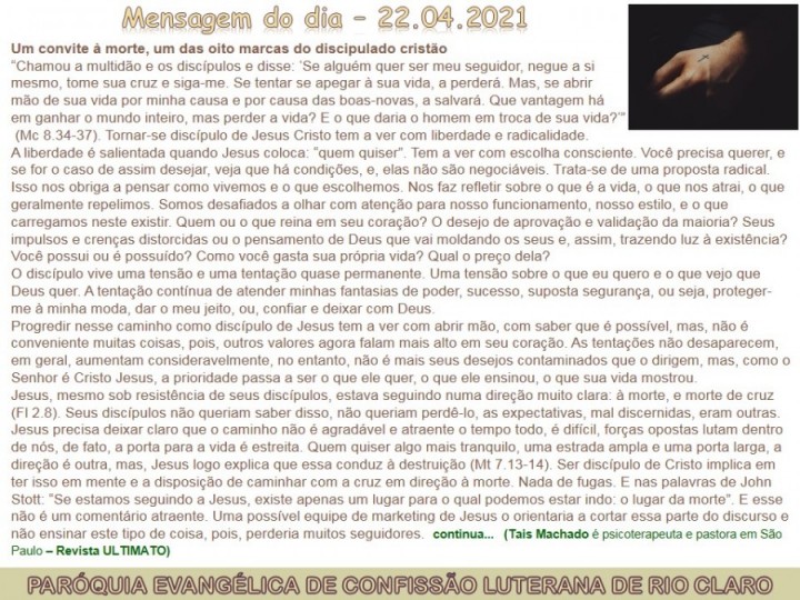 Mensagem do dia - 22.04.2021