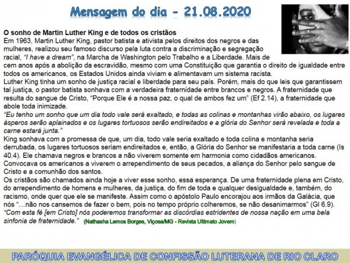 Mensagem do dia - 21.08.2020