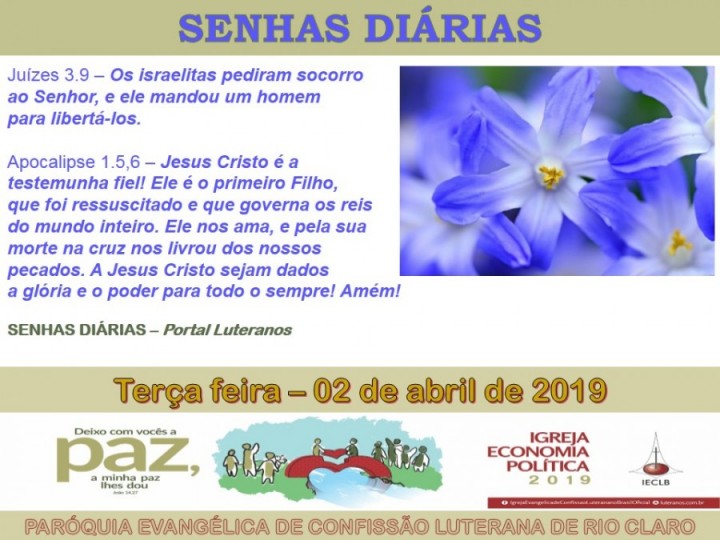 Senhas do dia - 02.04.2019