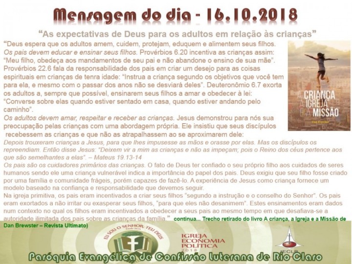 Mensagem do dia - 16.10.2018