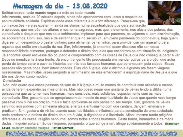 Mensagem do dia - 13.08.2020