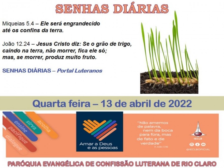 Senhas do dia - 13.04.2022