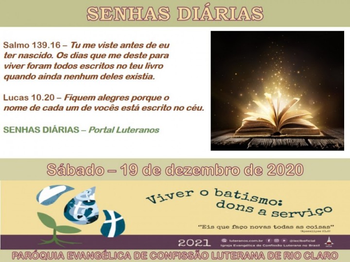 Senhas do dia - 19.12.2020