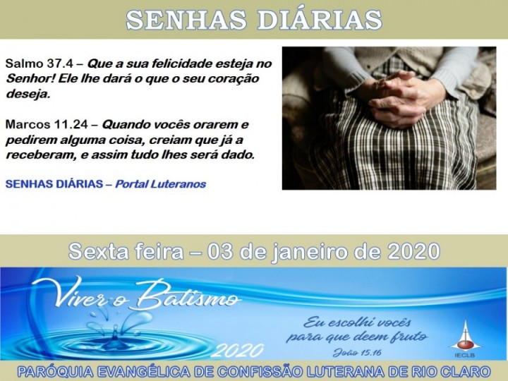 Senhas do dia - 03.01.2020