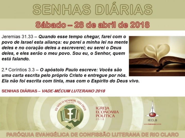 Senhas do dia - 28.04.2018